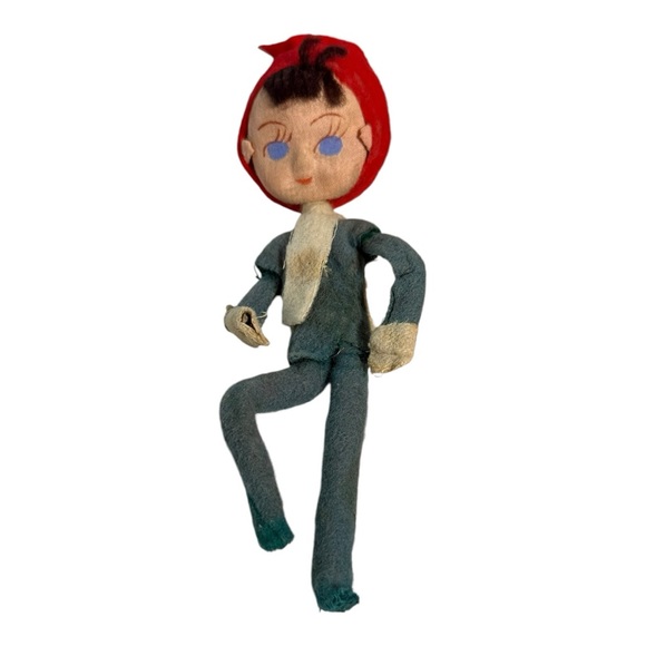 Lot of 3 Stockinette Pixie Elves Ornament Vintage Pixie Elf Ornament - Picture 4 of 16